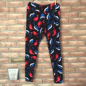 Lularoe blue jay and cardinal TC leggings